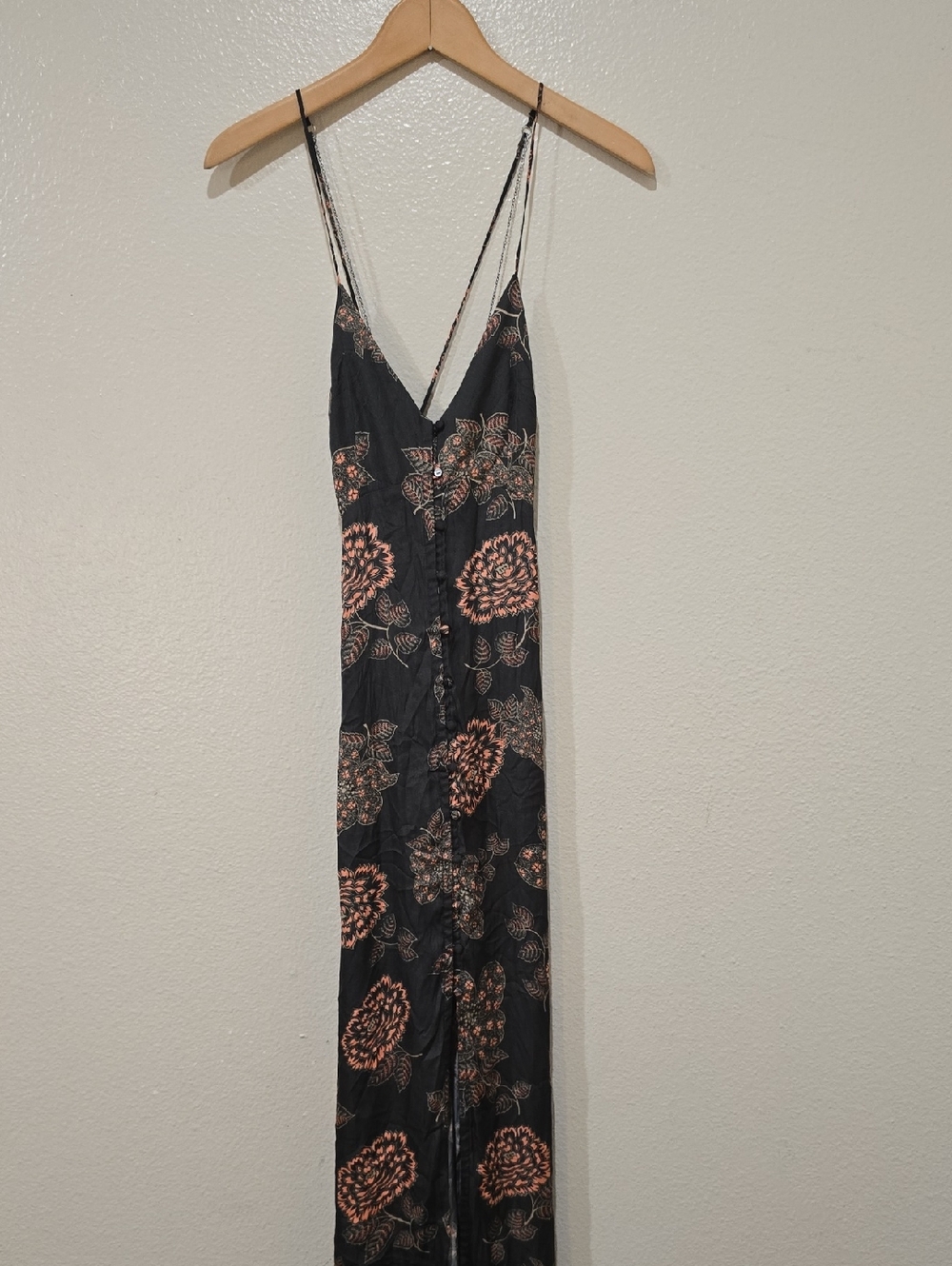 🌺 Free People Black Slip Dress with Rose Gold Accent
